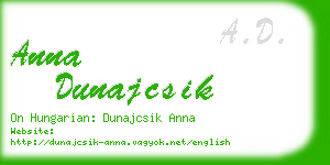 anna dunajcsik business card